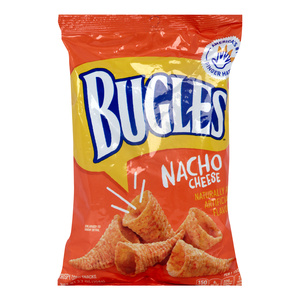 اشتري قم بشراء Bugles Crispy Corn Snack Nacho Cheese 104 g Online at Best Price من الموقع - من لولو هايبر ماركت Corn Based Bags في الامارات