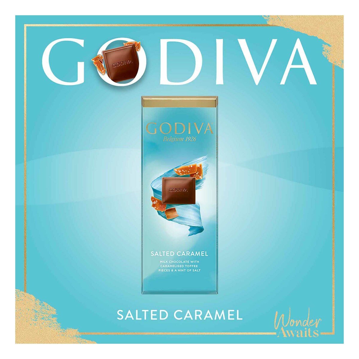 Buy Godiva Salted Caramel Milk Chocolate With Caramelised Toffee 90 g Online at Best Price | Covrd Choco.Bars&Tab | Lulu Kuwait in Kuwait