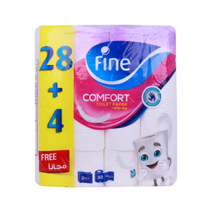 Fine Toilet Paper Comfort 2ply 180 Sheets 28+4