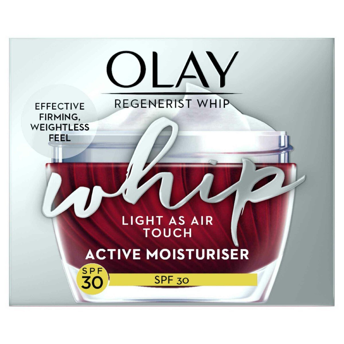 Olay Regenerist Whip Lightweight Face Moisturiser Without Greasiness With Hyaluronic Acid  SPF30  50g