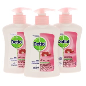Buy Dettol Skin Care Anti-Bacterial Hand Wash 3 x 200 ml Online at Best Price | Liquid Hand Wash | Lulu Kuwait in Kuwait