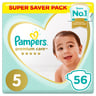 Pampers Premium Care Diapers Size 5 Junior 11-16 kg Super Saver Pack 56 Count