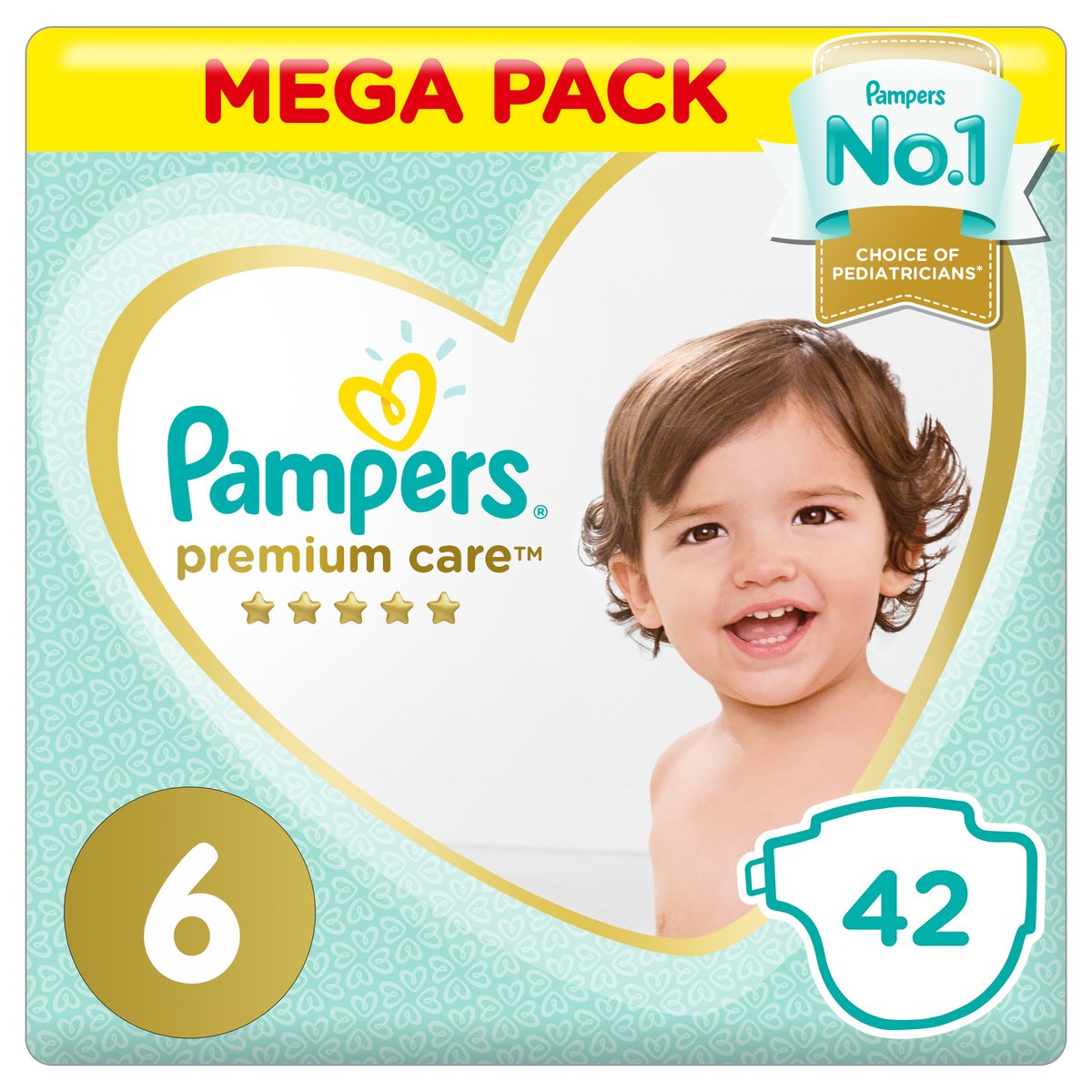 Buy Pampers Premium Care Diapers Size 6 13+ kg Mega Pack 42 Count Online at Best Price | Baby Nappies | Lulu UAE in UAE