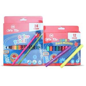 Win Plus Color Pencil 24's + Jumbo Fiber Marker 12's KR971277-1