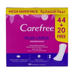 Carefree Pantyliners Plus Large Light Scent 44+20