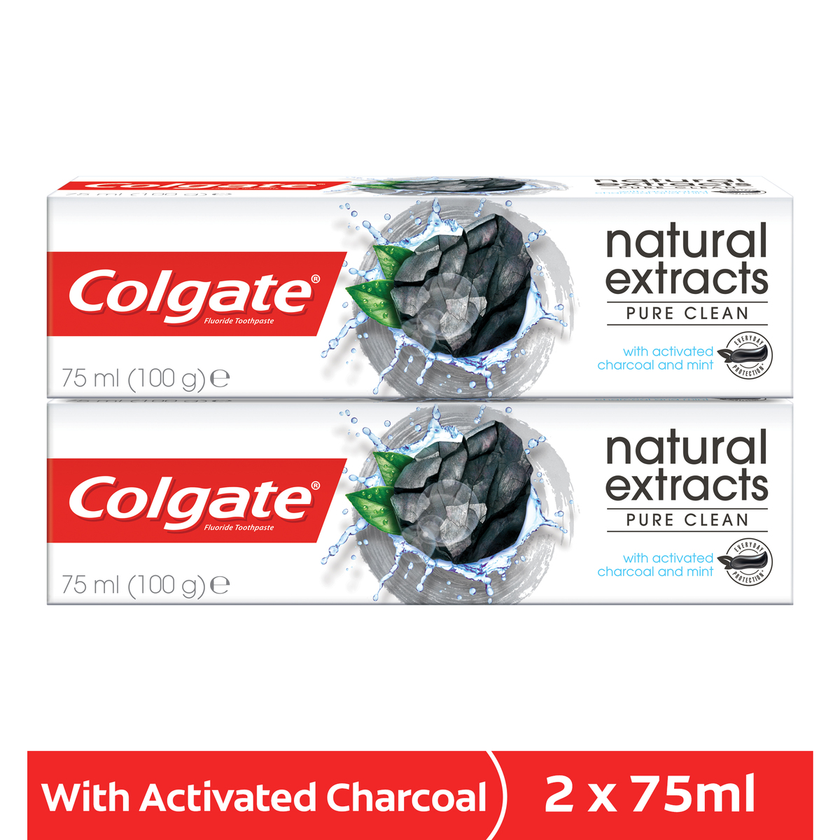 Colgate Toothpaste Natural Extracts Pure Clean with Activated Charcoal 2 x 75 ml