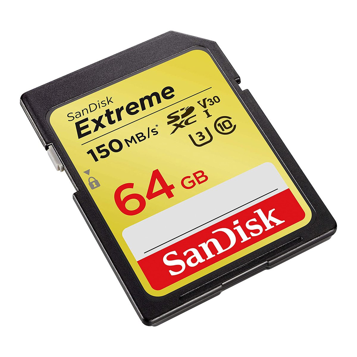 بطاقة ذاكرة إكستريم SDHC بسرعةٍ تصل إلى 150 ميجابايت في الثانية، UHS-I، الفئة 10، U3, V30 - بسعة 64 جيجابايت