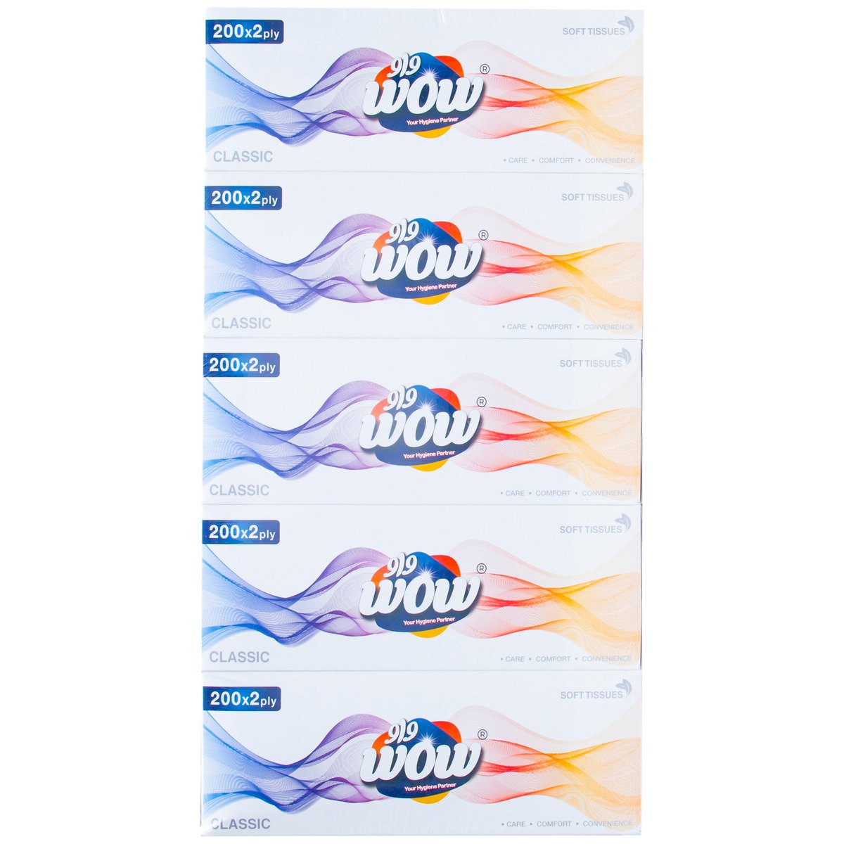 Wow Facial Tissue Classic 2ply 5 x 200 Sheets