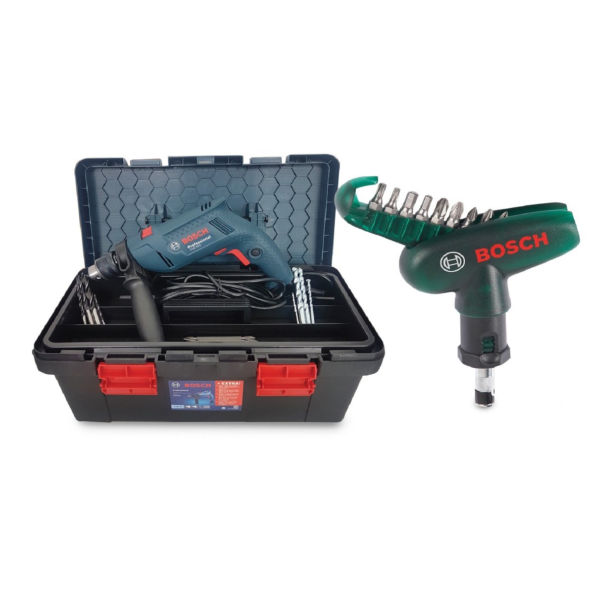 Bosch Impact Drill GSB550 With Tool Box + Accessries Set