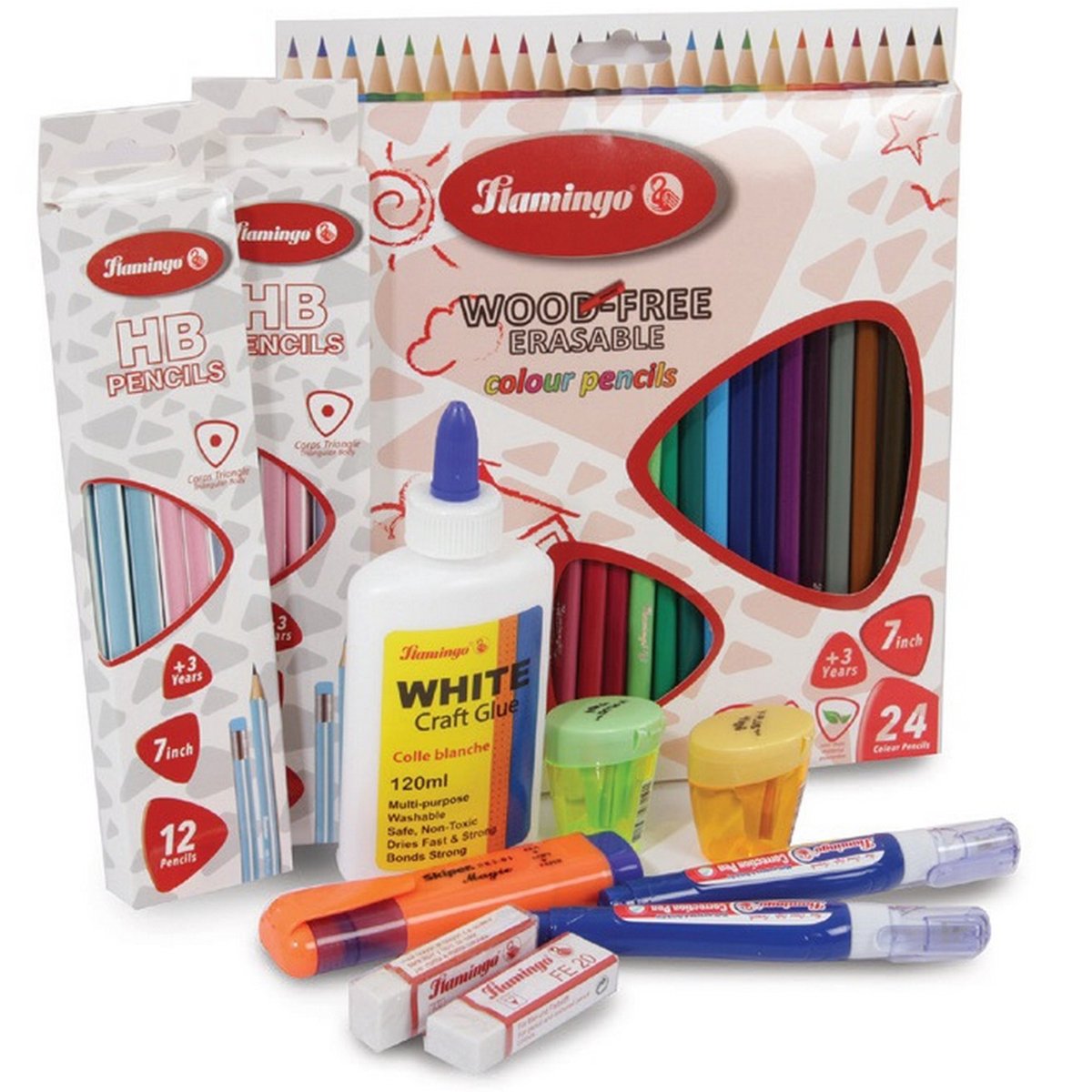 Flamingo Color Pencil 24's + Stationery Set LLV81