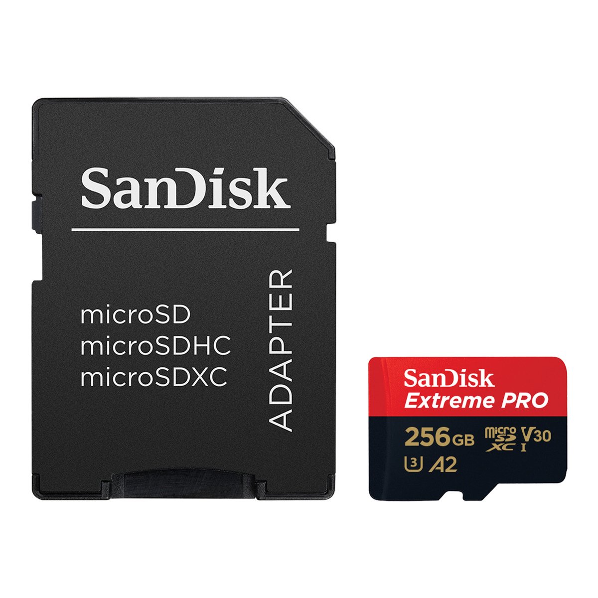 بطاقة ذاكرة SanDisk Extreme Pro MicroSDXC بسعة 256 جيجا بايت ، مع محول  Rescue Pro Deluxe + SD  ، أداء تطبيق A2 ، سرعة قراءة تصل إلى 170 ميجابايت / ثانية ، الفئة C10 / V30 / U3