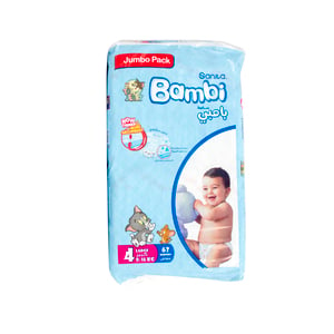 Sanita Bambi Baby Diaper Jumbo Pack Diaper Size 4 Large 8-16kg 62pcs
