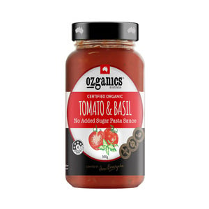 Ozganics Certified Organic Pasta Sauce Tomato & Basil 500g