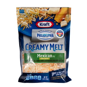 Kraft Shredded Creamy Melt Four Cheese Mexican Style 226 g