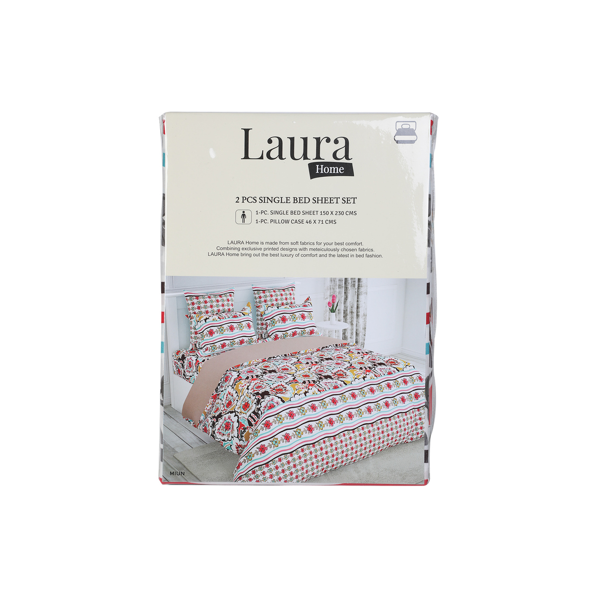 لورا شرشف سرير فردي مجموعة 2 قطع 150 × 230 سم متعدد الألوان