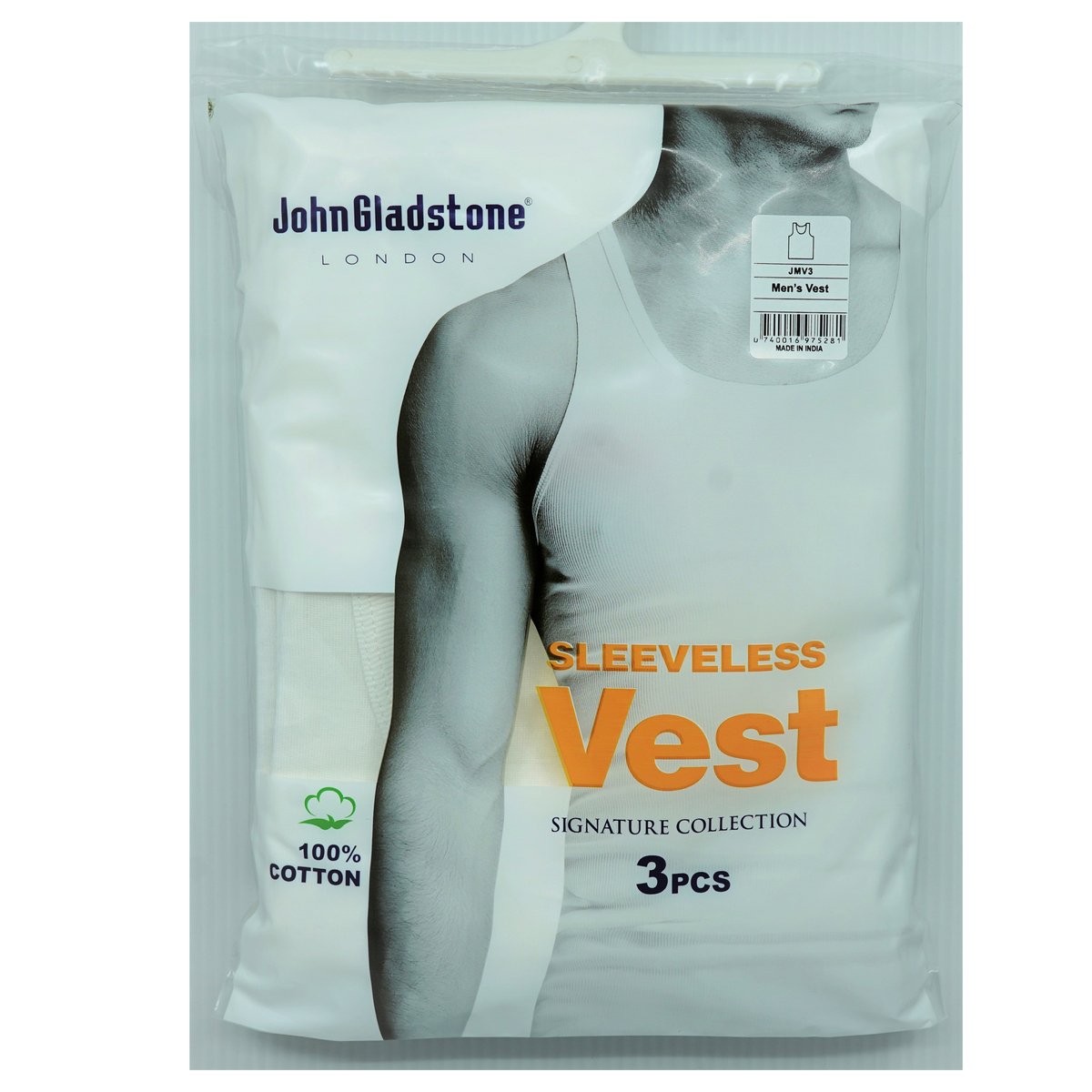 John Gladstone Men's Inner Vest 3Pc Pack White Small