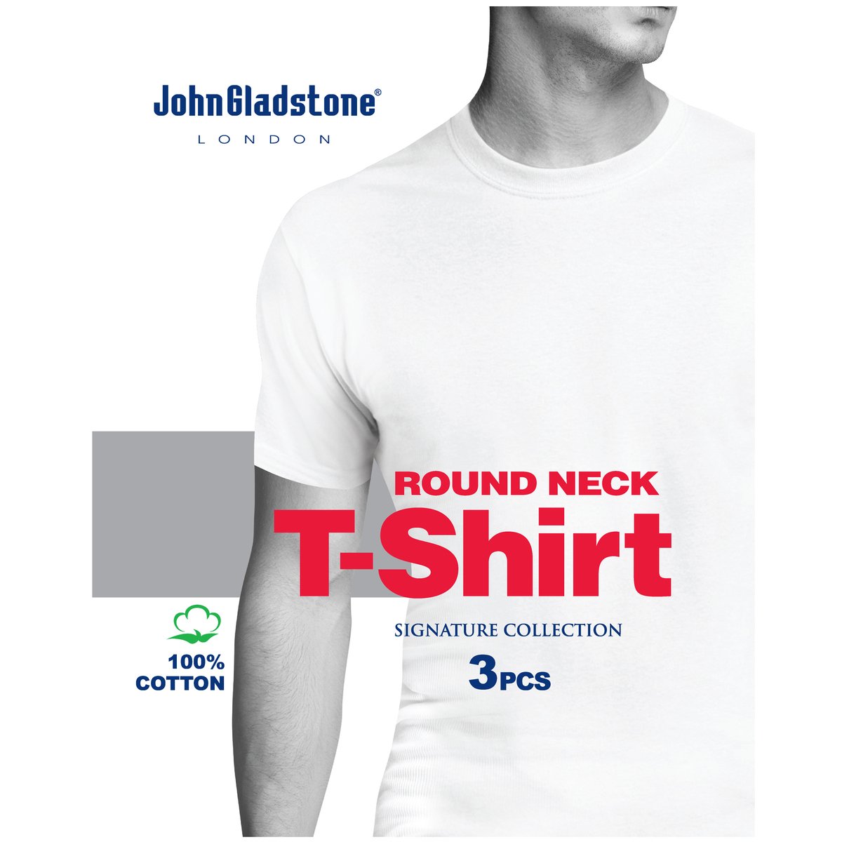 John Gladstone Men's Inner T-Shirt (Round Neck) 3Pc Pack White XXL