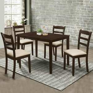 Maple Leaf Home Dining Table W710xL1140xH750mm + 4Chairs STW1564 Dark Brown