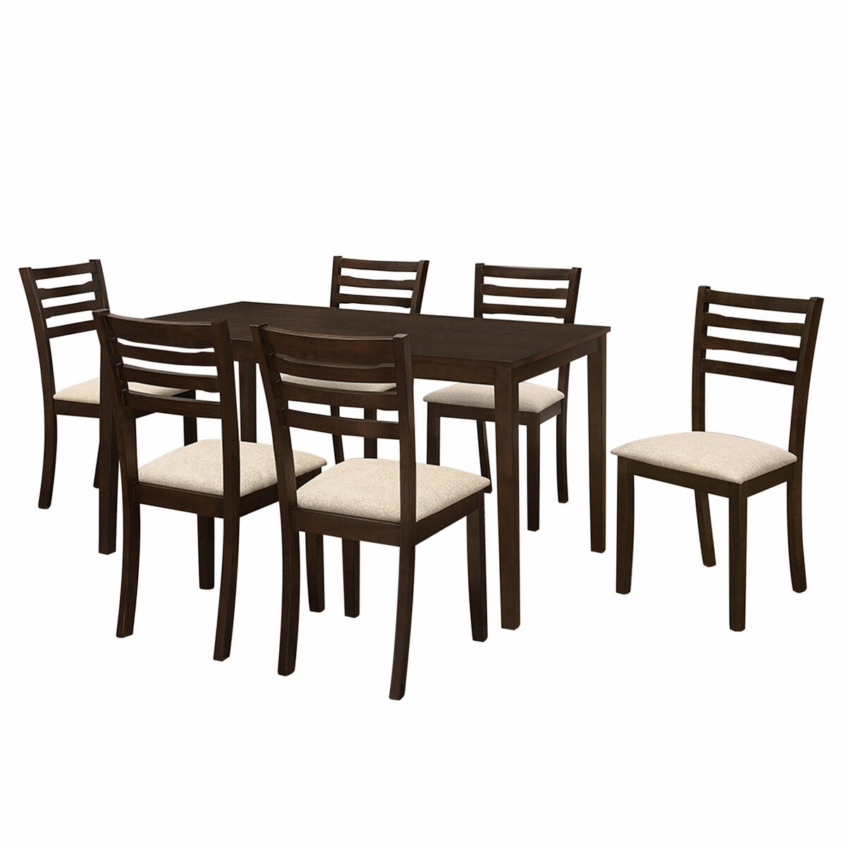 مابل ليف هوم طاولة طعام W840xL1470xH750مم + 6 كراسي STW1549 بني غامق