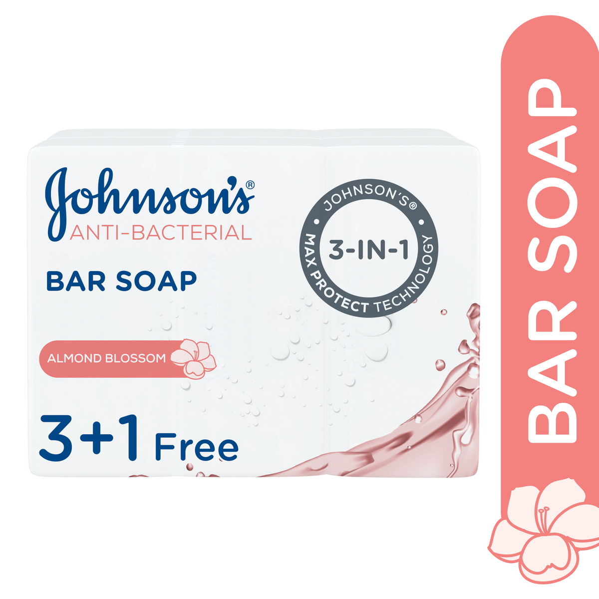 Johnson's Bar Soap Anti-Bacterial Almond Blossom 4 x 125 g