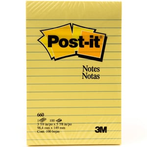 3M Post-it Notes Yellow Lined 3 7/8inchx5 7/8inch 100 Sheets