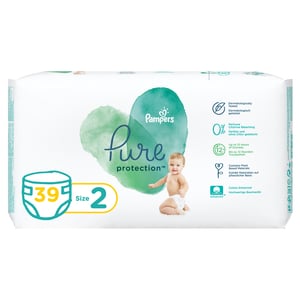 Buy Pampers Pure Protection Diapers Size 2 4-8kg 39pcs Online at Best Price | Baby Nappies | Lulu UAE in Kuwait