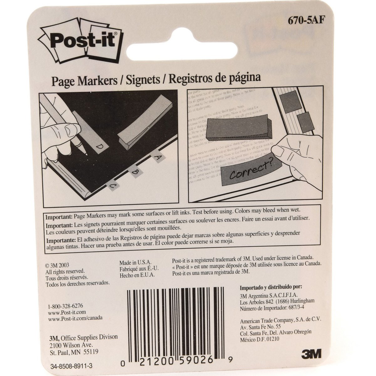  Post-it® Page Markers, 1/2-inch x 1-3/4 Inch, Ideal