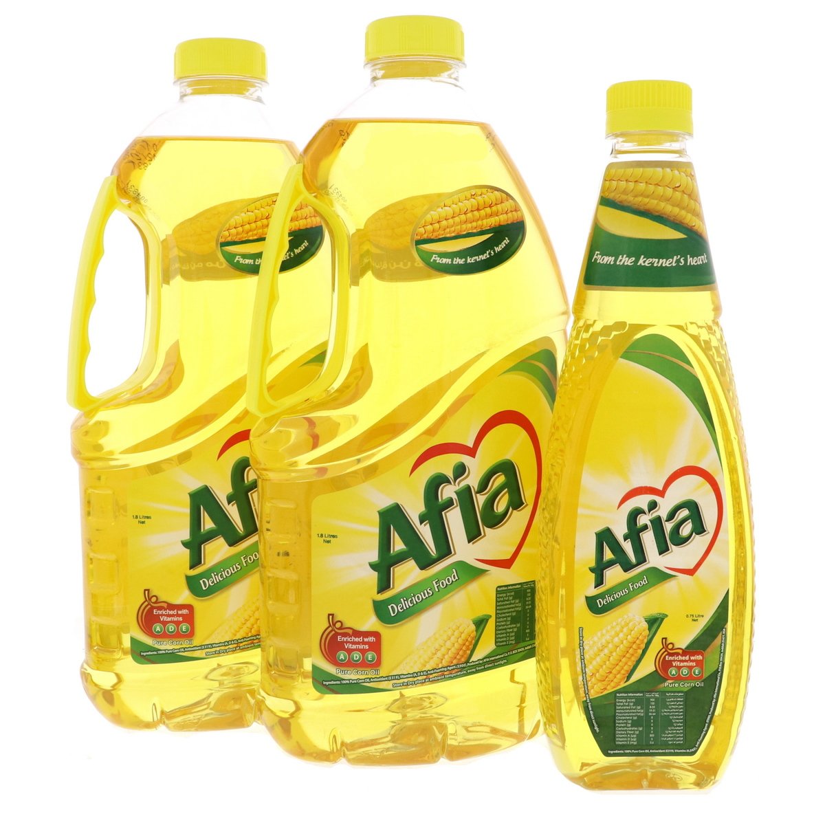 Afia Pure Corn Oil 2 x 1.8 Litres + 750 ml