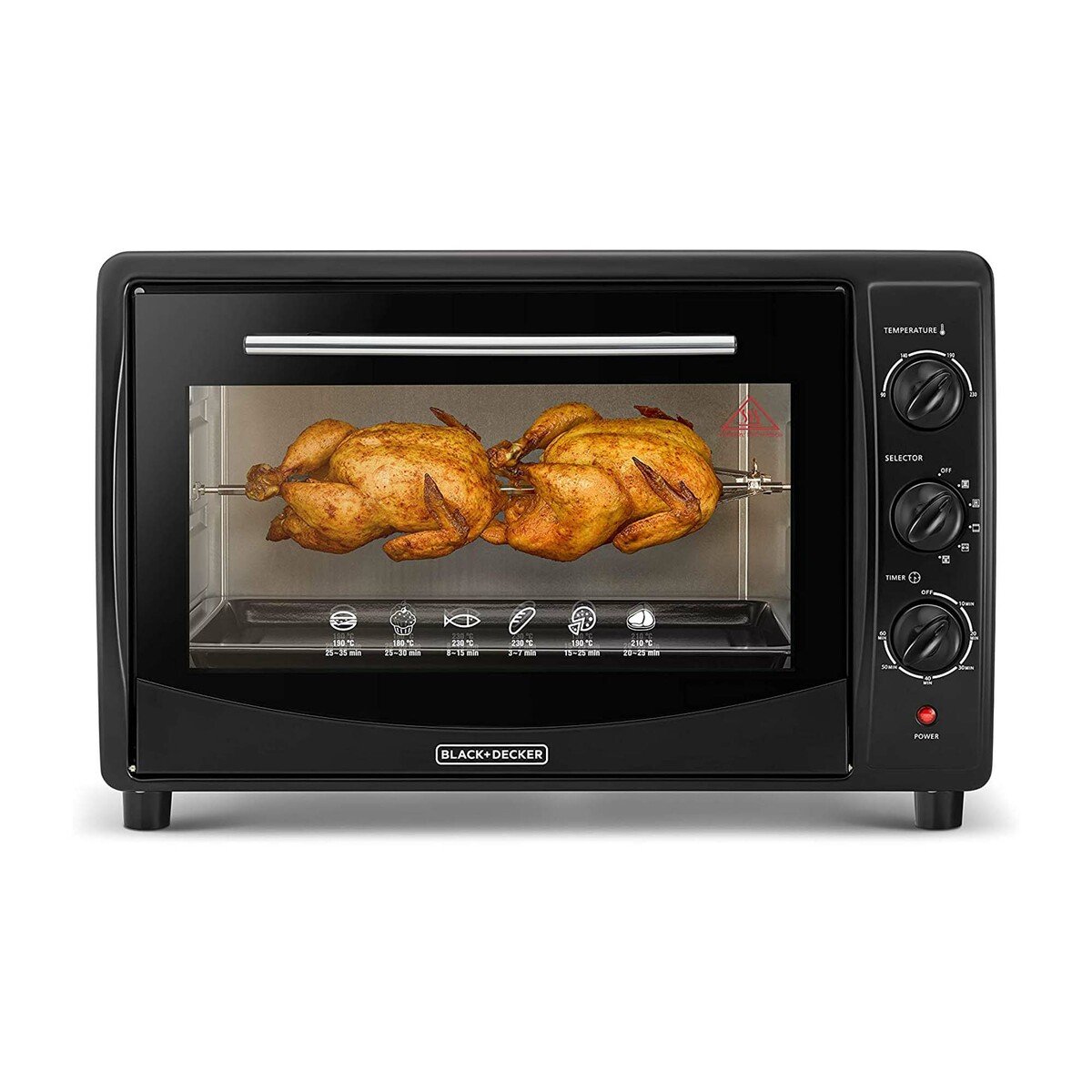 Black+Decker Double Glass Multifunction Toaster Oven with Rotisserie for Toasting/ Baking/ Broiling, TRO45RDGB5 45LTR