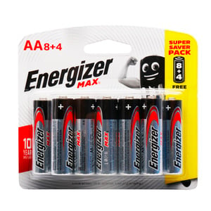 Energizer Max AA Alkaline Battery 8+4