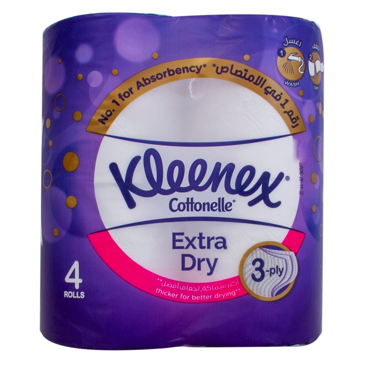 Kleenex Extra Dry Toilet Tissue Paper, Embossed 3ply, 160 Sheets 4 Rolls