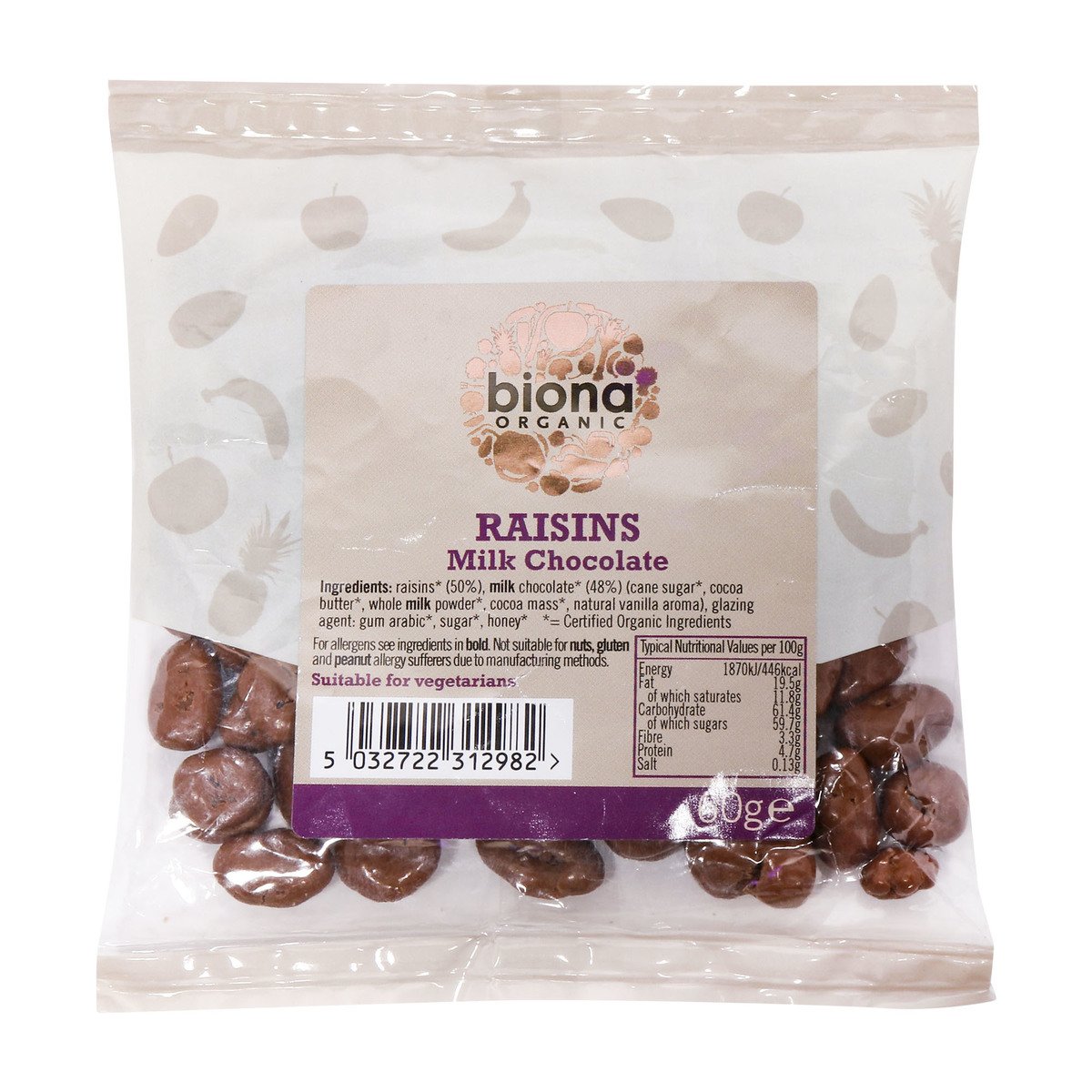 Biona Organic Raisins Milk Chocolate 60g