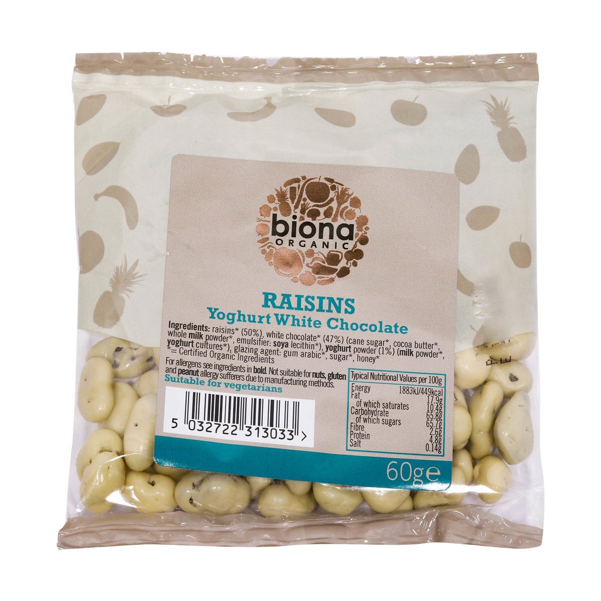 Biona Organic Raisins Yoghurt White Chocolate 60g
