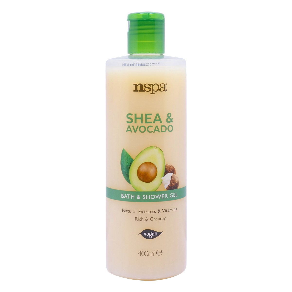 Nspa Shea & Avocado Bath & Shower Gel Natural Extracts & Vitamin Rich & Creamy 400 ml