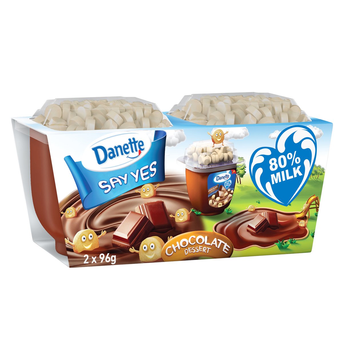 Danette Dessert Chocolate Flavour with Biscuit Topper 2 x 96 g