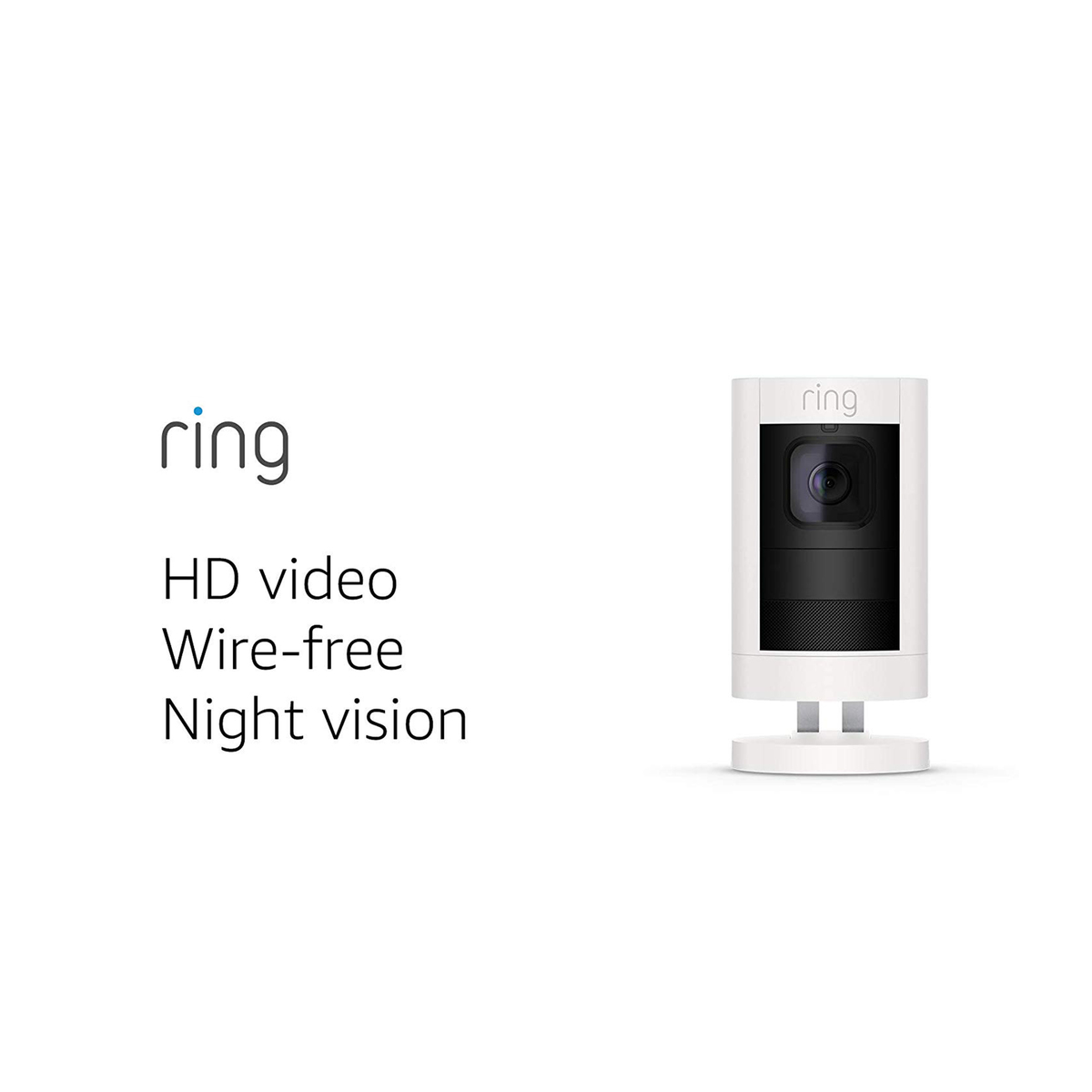 Ring Stick Up Cam Battery Operated HD Security Camera with Two-Way Talk, Night Vision, White