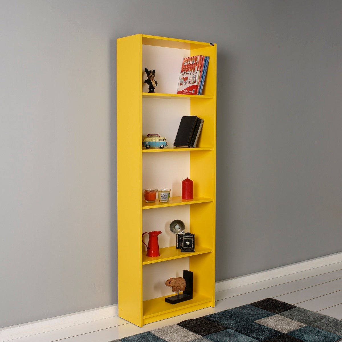 Maple Leaf Home Book Shelf 5 Layer Yellow Size: H170 x W 58 x D23cm Made In Turkey
