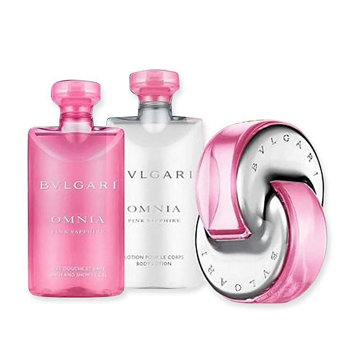 BVLGARI Omnia Pink Sapphire Eau De Toilette Gift Set for Women,  65ml EDT Spray + 75ml Body Lotion + 75ml Shower Gel
