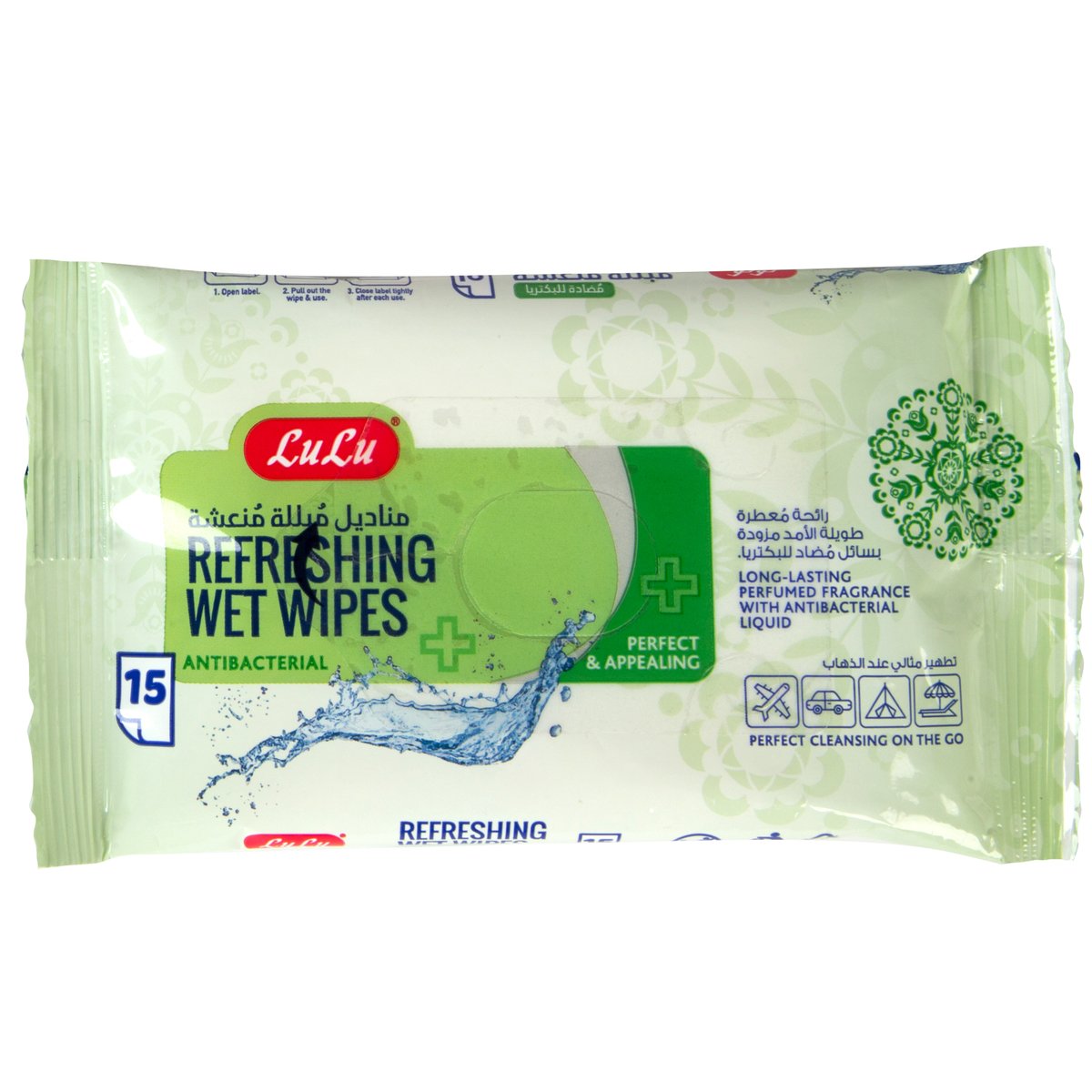 LuLu Anti Bacterial Refreshing Wet Wipes 15 pcs