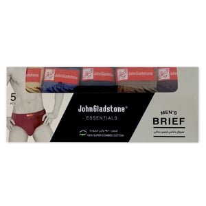 John Gladstone Men's Brief 5Pcs Pack Assorted Colors JMB5-Extra Large