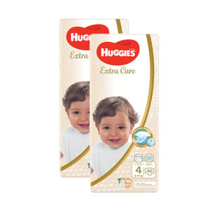 Huggies Extra Care Diapers Size 4 Large 8-14kg Value Pack 2 x 40 pcs