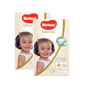 Huggies Extra Care Diapers Size 4+ X Large 10-16kg 2 x 38 pcs