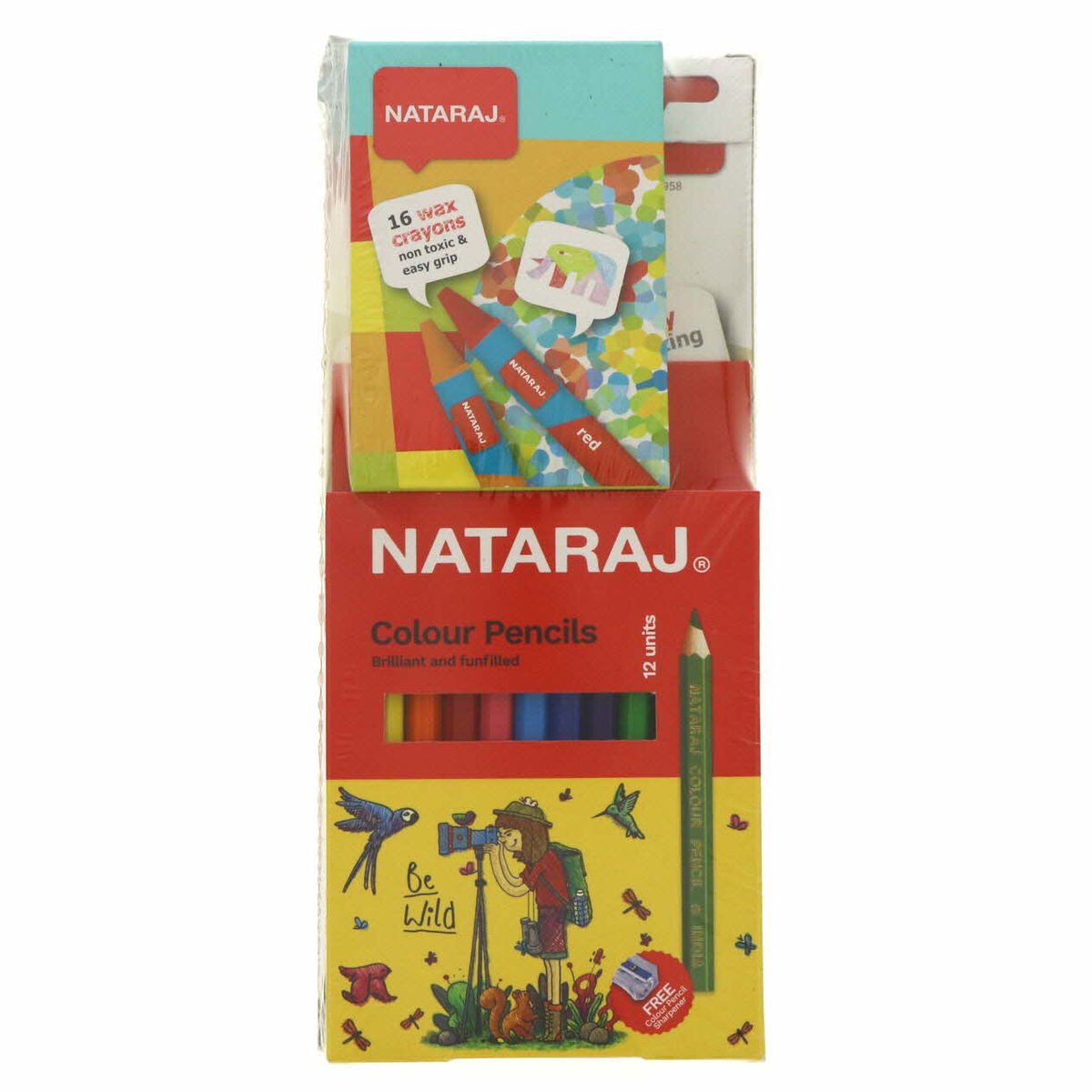 Nataraj HB Pencil 24's + Half Color Pencil 12's + Cryons 16's