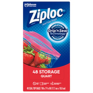 Ziploc Double Zipper Storage Bag Size: 17.7cm x 18.8cm 48pcs