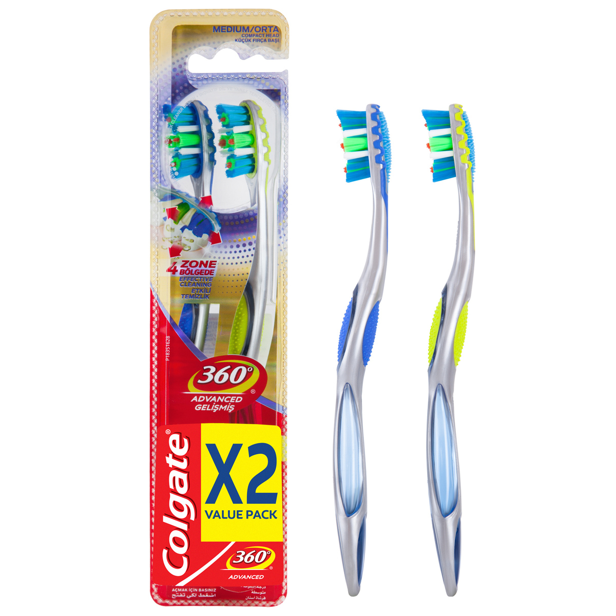 Colgate Toothbrush 360 Advanced Medium 2 pcs