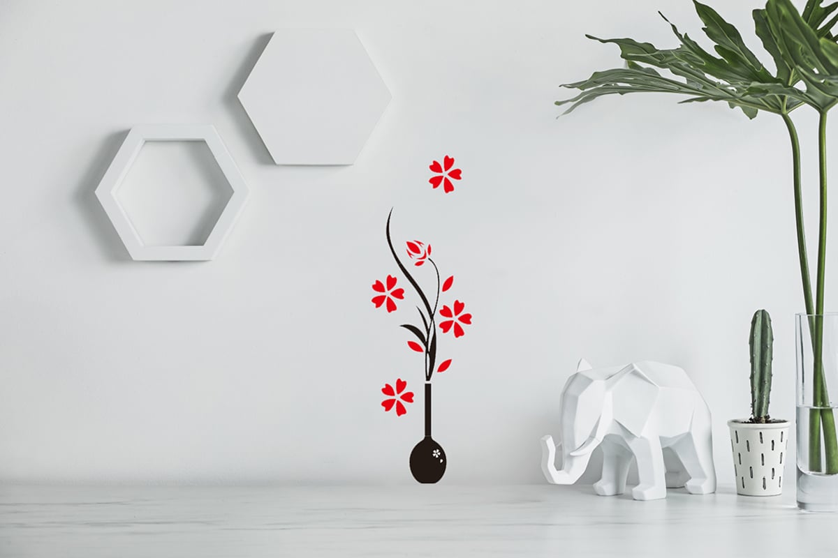 Maple Leaf Home Flower Vase Acrylic Wall Stickers 01 360x1200mm