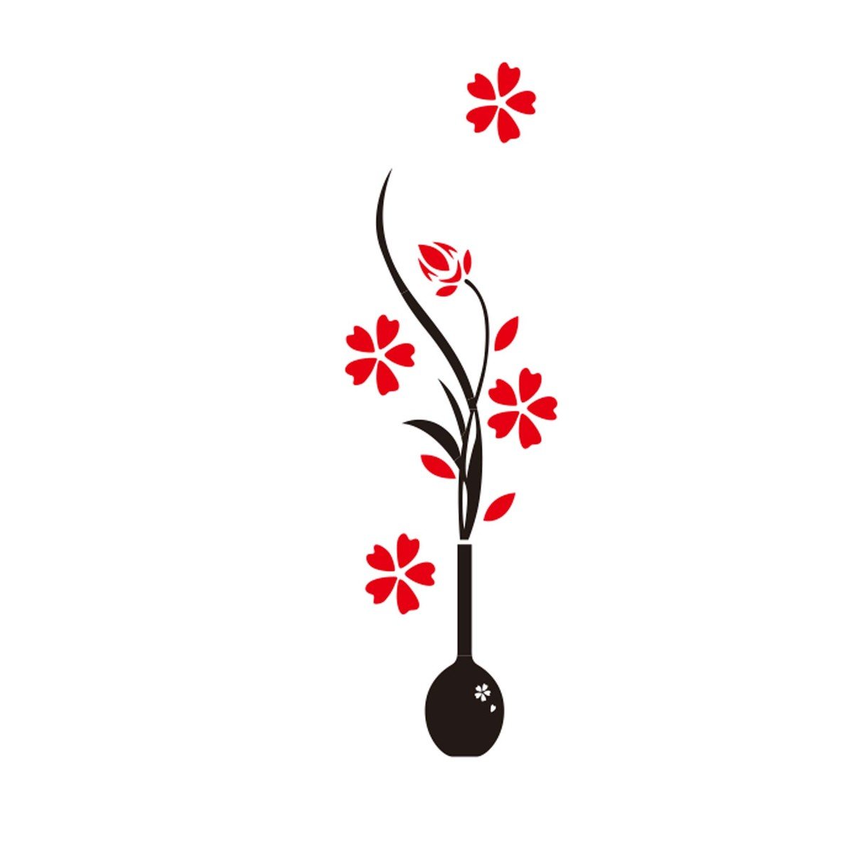 Maple Leaf Home Flower Vase Acrylic Wall Stickers 01 550x1800mm