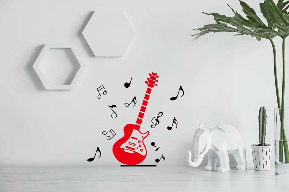 Maple Leaf Home Guitar Acrylic Wall Stickers 03 1200x1191mm