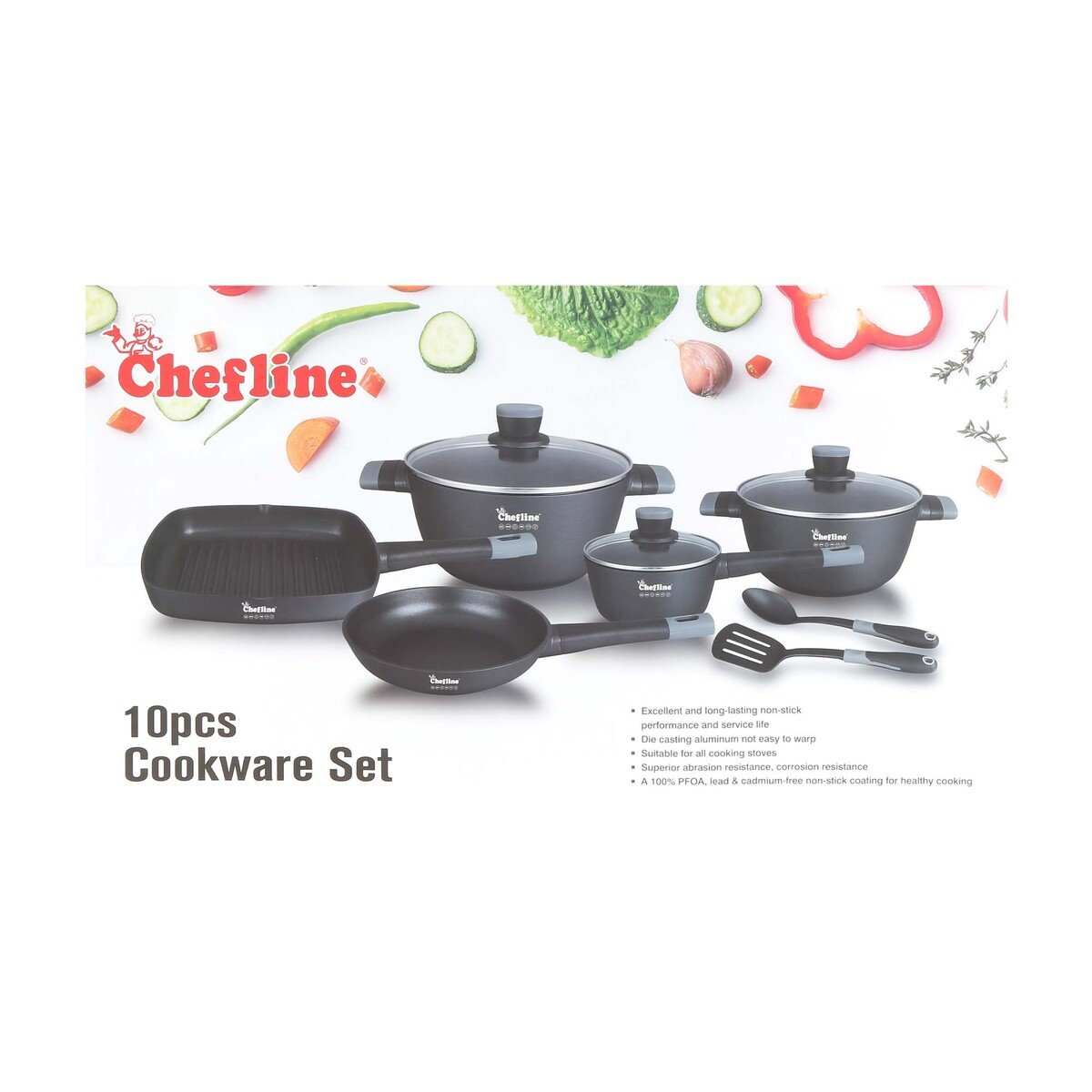 Chefline Non Stick Die Cast Cookware Set 10pcs GM10