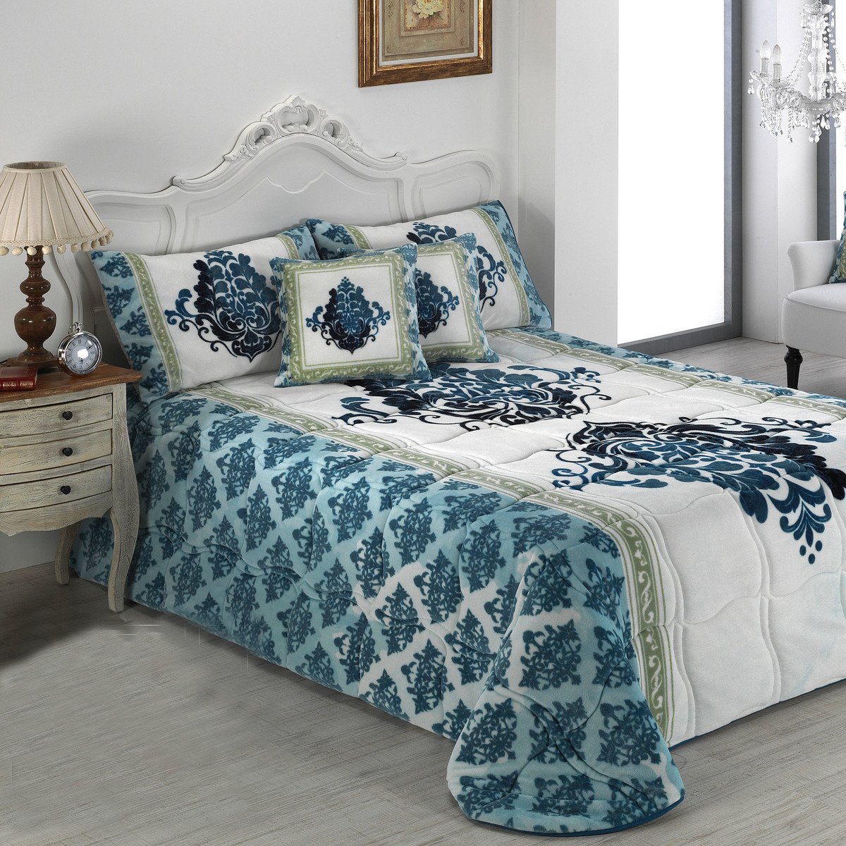 Mora Velvet Comforter 5pcs Set 220x240cm Blue